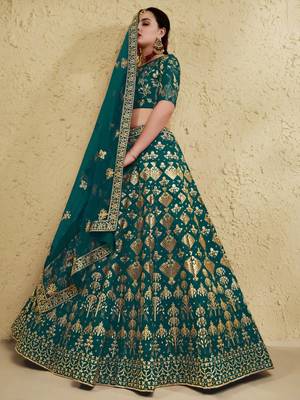 emerald silk blend embroidered traditional lehenga choli upto 43 1