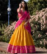 yellow silk blend woven traditional lehenga choli