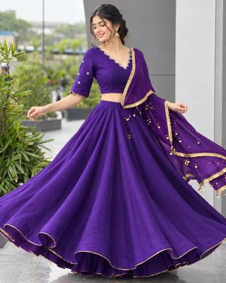 purple silk blend plain traditional lehenga choli upto 42 1