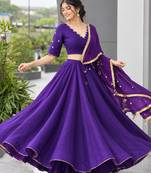 purple silk blend plain traditional lehenga choli upto 42