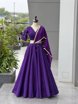 purple silk blend plain traditional lehenga choli upto 42 2