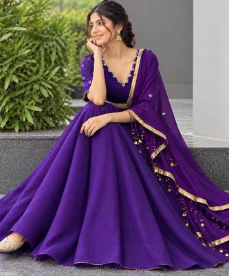 purple silk blend plain traditional lehenga choli upto 42 3