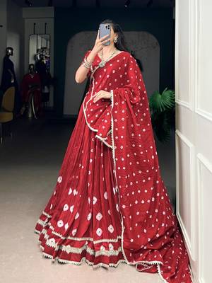 red chanderi printed traditional lehenga choli upto 42 1