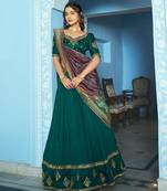 teal green silk blend embroidered traditional lehenga choli