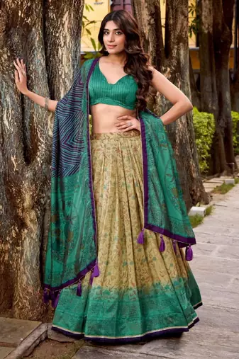 yellow silk blend woven traditional lehenga choli upto 42
