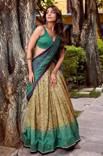 yellow silk blend woven traditional lehenga choli upto 42