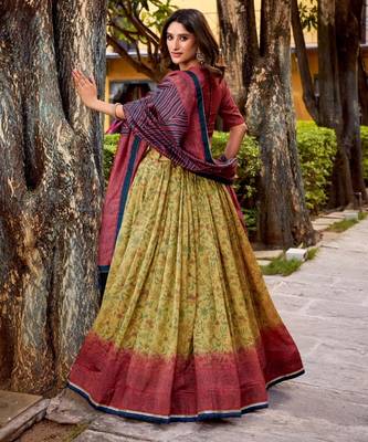 yellow silk blend woven traditional lehenga choli upto 42 1