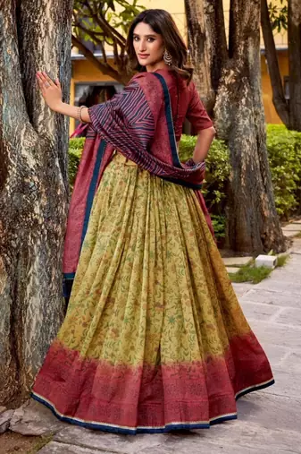 yellow silk blend woven traditional lehenga choli upto 42