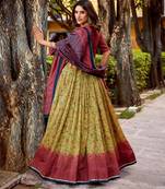 yellow silk blend woven traditional lehenga choli upto 42