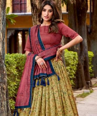 yellow silk blend woven traditional lehenga choli upto 42 4
