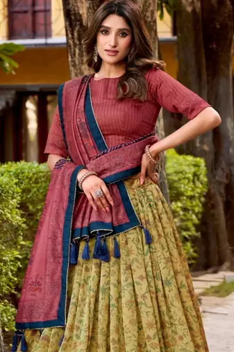 yellow silk blend woven traditional lehenga choli upto 42