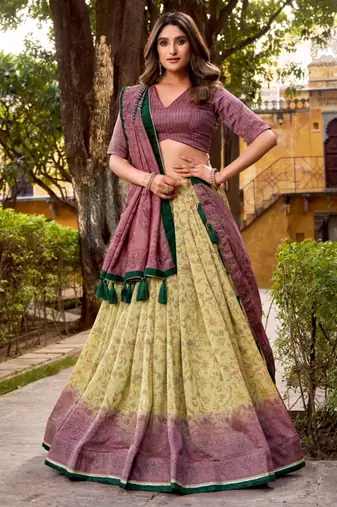 yellow silk blend woven traditional lehenga choli upto 42