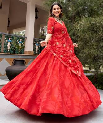 red georgette embroidered traditional lehenga choli upto 42 1