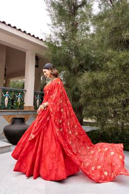red georgette embroidered traditional lehenga choli upto 42 3