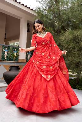 red georgette embroidered traditional lehenga choli upto 42 5