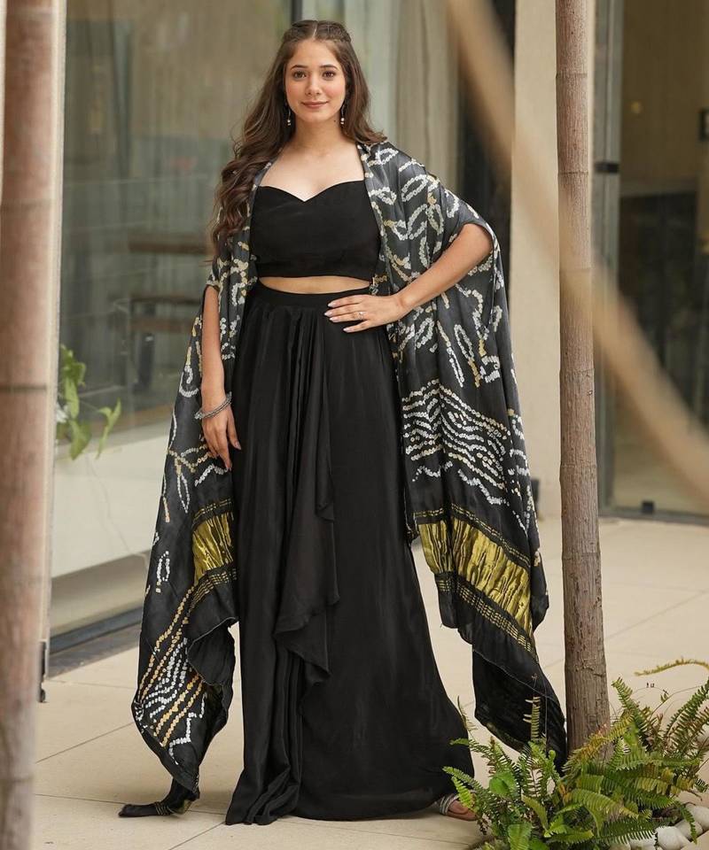 black georgette plain traditional lehenga choli upto 38