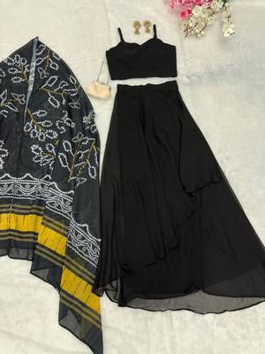 black georgette plain traditional lehenga choli upto 38 2