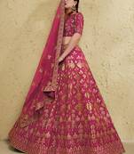 rani pink silk blend embroidered traditional lehenga choli upto 43