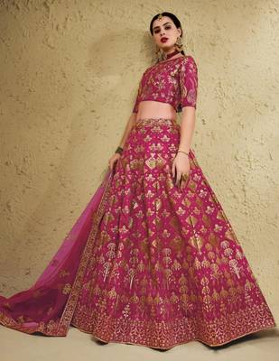 rani pink silk blend embroidered traditional lehenga choli upto 43 3