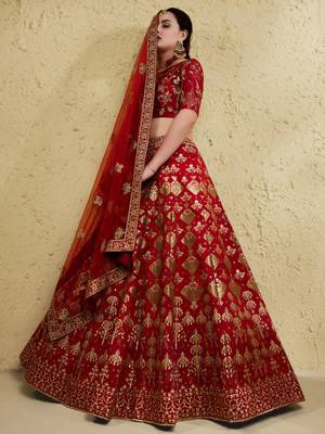 red silk blend embroidered traditional lehenga choli upto 43 1