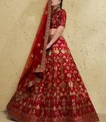 red silk blend embroidered traditional lehenga choli upto 43
