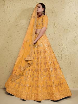 yellow silk blend embroidered traditional lehenga choli upto 43 3