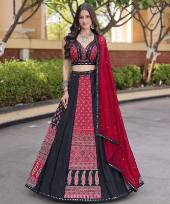 black crepe printed traditional lehenga choli upto 43 1