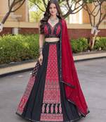 black crepe printed traditional lehenga choli upto 43
