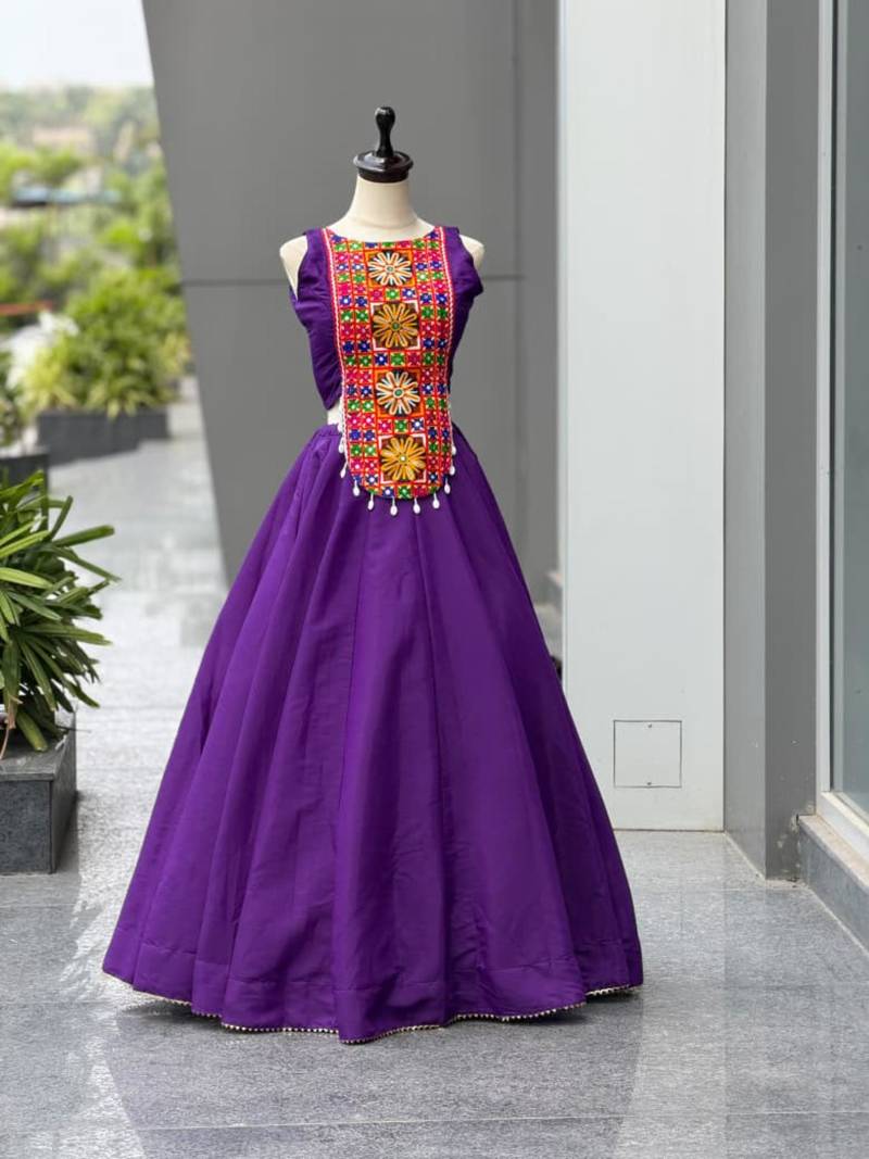 purple silk blend plain traditional lehenga choli upto 42