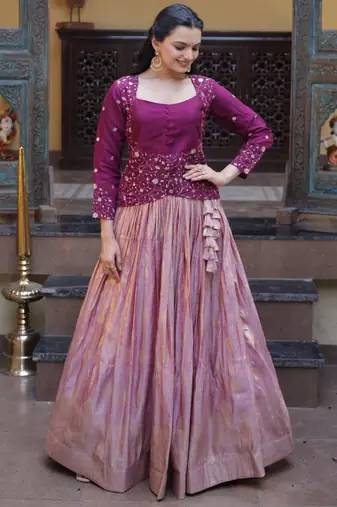 onion pink viscose woven traditional lehenga choli upto 44