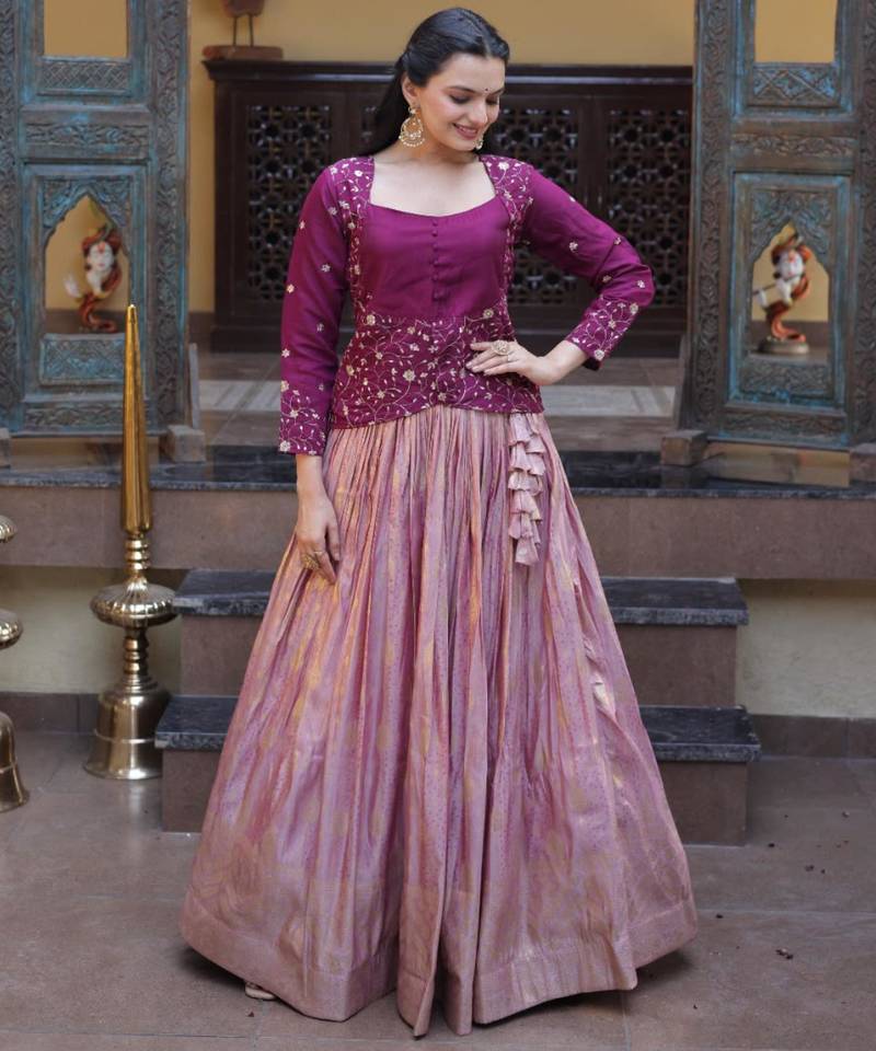onion pink viscose woven traditional lehenga choli upto 44