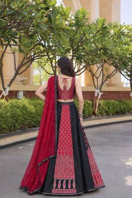 black crepe printed traditional lehenga choli upto 43 2