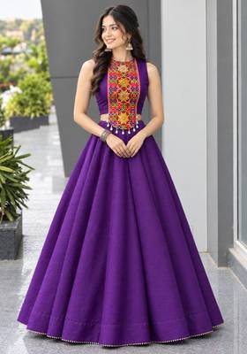 purple silk blend plain traditional lehenga choli upto 42 2