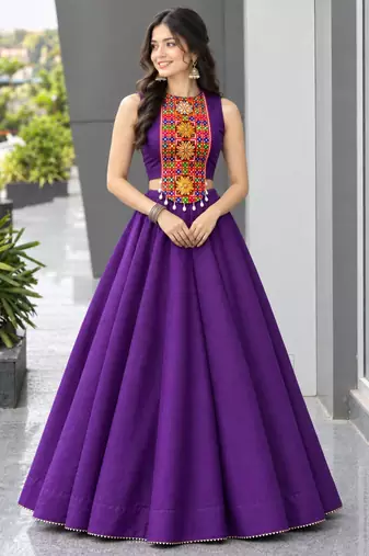 purple silk blend plain traditional lehenga choli upto 42