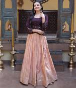 peach viscose woven traditional lehenga choli upto 44