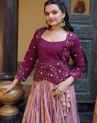 onion pink viscose woven traditional lehenga choli upto 44 2