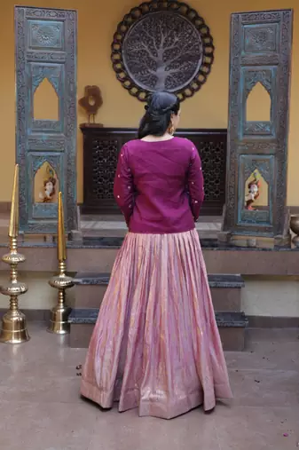 onion pink viscose woven traditional lehenga choli upto 44