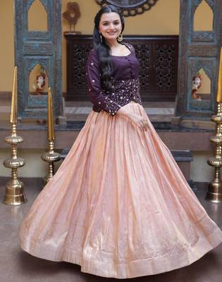 peach viscose woven traditional lehenga choli upto 44 2