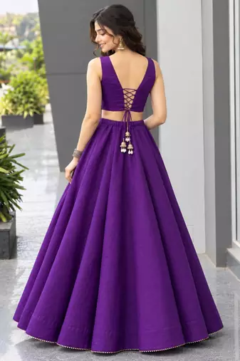 purple silk blend plain traditional lehenga choli upto 42