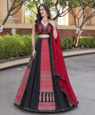 black crepe printed traditional lehenga choli upto 43 5