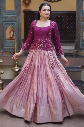 onion pink viscose woven traditional lehenga choli upto 44