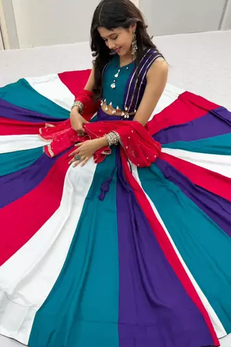 multicolor cotton poly plain traditional lehenga choli upto 44