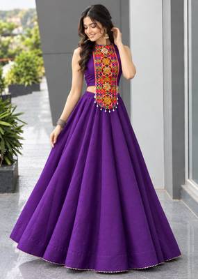 purple silk blend plain traditional lehenga choli upto 42 5