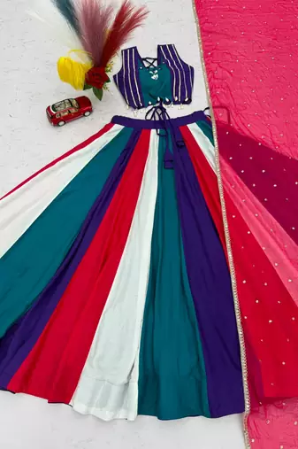 multicolor cotton poly plain traditional lehenga choli upto 44