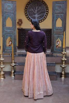 peach viscose woven traditional lehenga choli upto 44 5