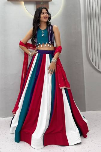multicolor cotton poly plain traditional lehenga choli upto 44