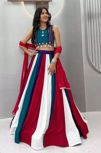multicolor cotton poly plain traditional lehenga choli upto 44