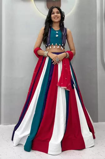 multicolor cotton poly plain traditional lehenga choli upto 44