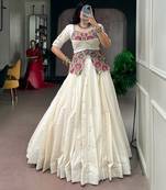 off white cotton poly plain traditional lehenga choli upto 42