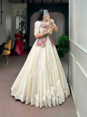 off white cotton poly plain traditional lehenga choli upto 42 2